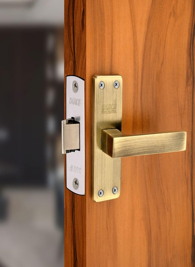 DUKElocks طقم قفل باب صغير من الفولاذ المقاوم للصدأ من ديوك 1005 BA للأبواب الرئيسية والمطابخ وغرف النوم والمكاتب والفنادق، جسم قفل نحاسي بتصميم فاخر ولون نحاسي عتيق 100 مم (5 بوصة). - Image 1